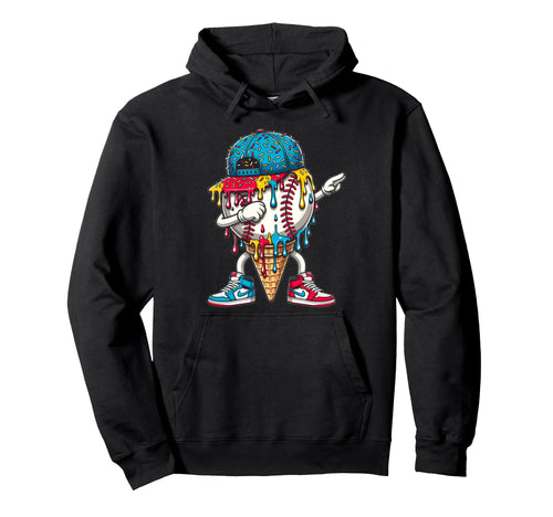 Dripping Baseball Drip Ice Cream Hoodie - Aesthetic Graphic for Adults - T-Shirt, Sweatshirt, Hoodie