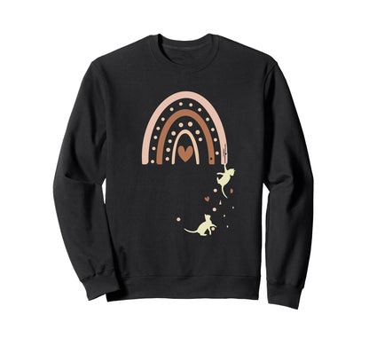 Cat Boho Rainbow Playful Kittens Hoodie - Aesthetic Graphic for Adults - T-Shirt, Sweatshirt, Hoodie