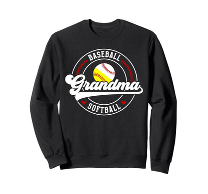 Baseball Softball Grandma Softball Sweatshirt - Trendy Graphic for Adults - T-Shirt, Sweatshirt, Hoodie