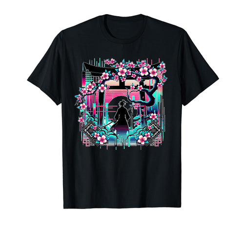 Sakura Synthwave Japanese Vaporwave T-Shirt - Novelty Apparel for Adults - T-Shirt, Sweatshirt, Hoodie