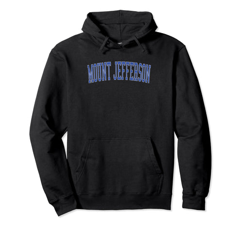 Mount Jefferson Distressed Blue Varsity Hoodie - Minimalist Print Unisex - T-Shirt, Sweatshirt, Hoodie