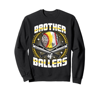 Baseball Softball Brother Ballers Sweatshirt - Graphic Print for Adults - T-Shirt, Sweatshirt, Hoodie