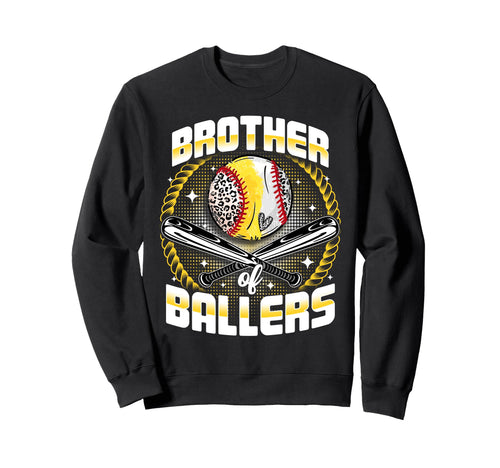 Baseball Softball Brother Ballers Sweatshirt - Graphic Print for Adults - T-Shirt, Sweatshirt, Hoodie