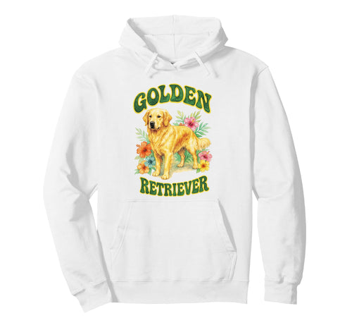 Golden Retriever Groovy Floral Hoodie - Novelty Apparel for Adults - T-Shirt, Sweatshirt, Hoodie