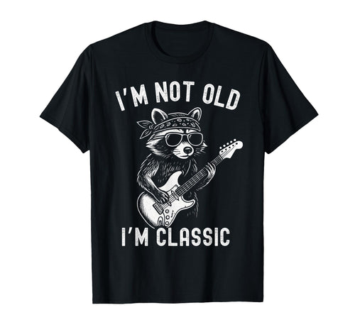 Im Not Old Im Funny Raccoon Guitar Rock T-Shirt - Custom Art Print Unisex - T-Shirt, Sweatshirt, Hoodie