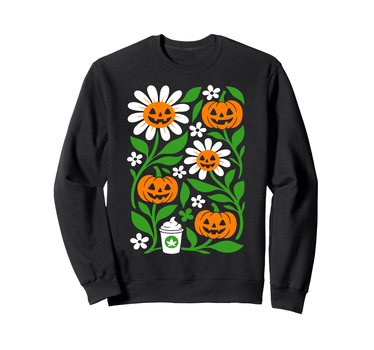 Halloween Boho Flower Pumpkins Sweatshirt - Minimalist Print Men Women - T-Shirt, Sweatshirt, Hoodie