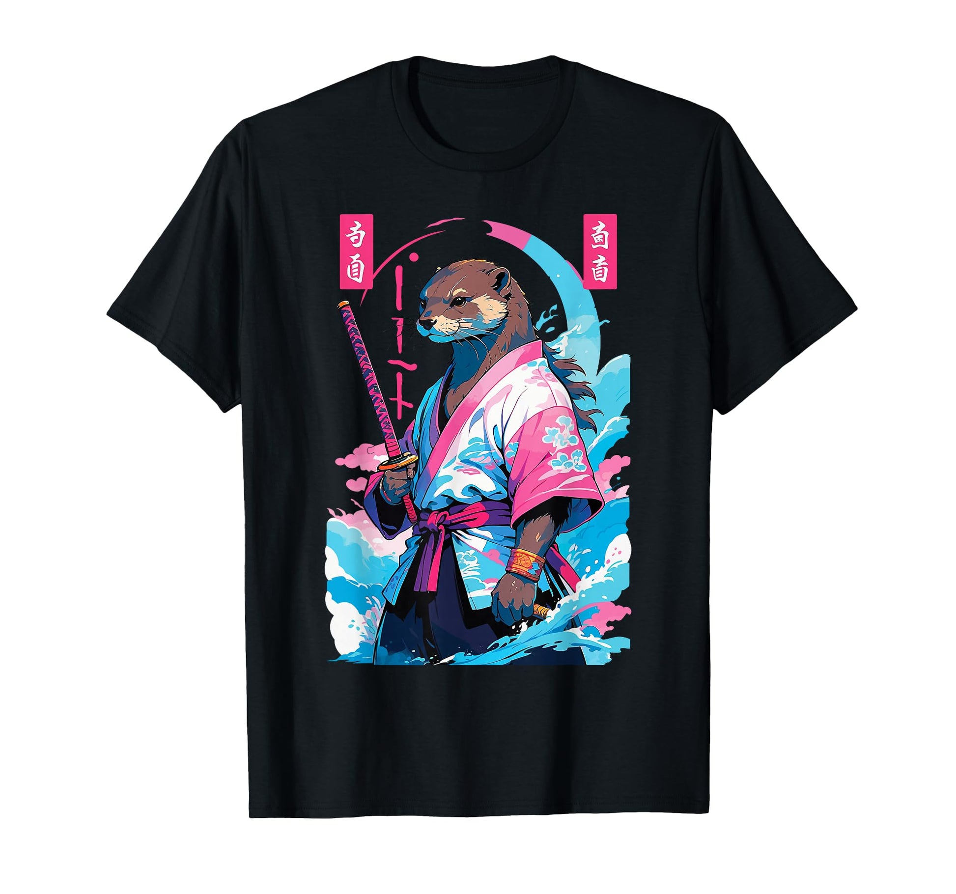 Samurai Otter Aesthetic Vaporwave T-Shirt - Aesthetic Graphic for Adults - T-Shirt, Sweatshirt, Hoodie