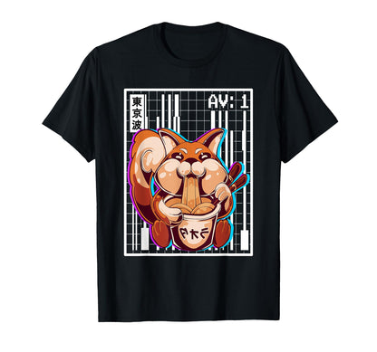 Weirdcore Fox Ramen Grid Vaporwave T-Shirt - Trendy Graphic Unisex - T-Shirt, Sweatshirt, Hoodie