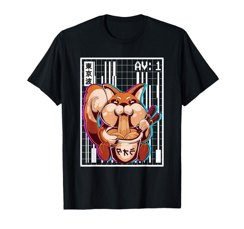 Weirdcore Fox Ramen Grid Vaporwave T-Shirt - Trendy Graphic Unisex - T-Shirt, Sweatshirt, Hoodie