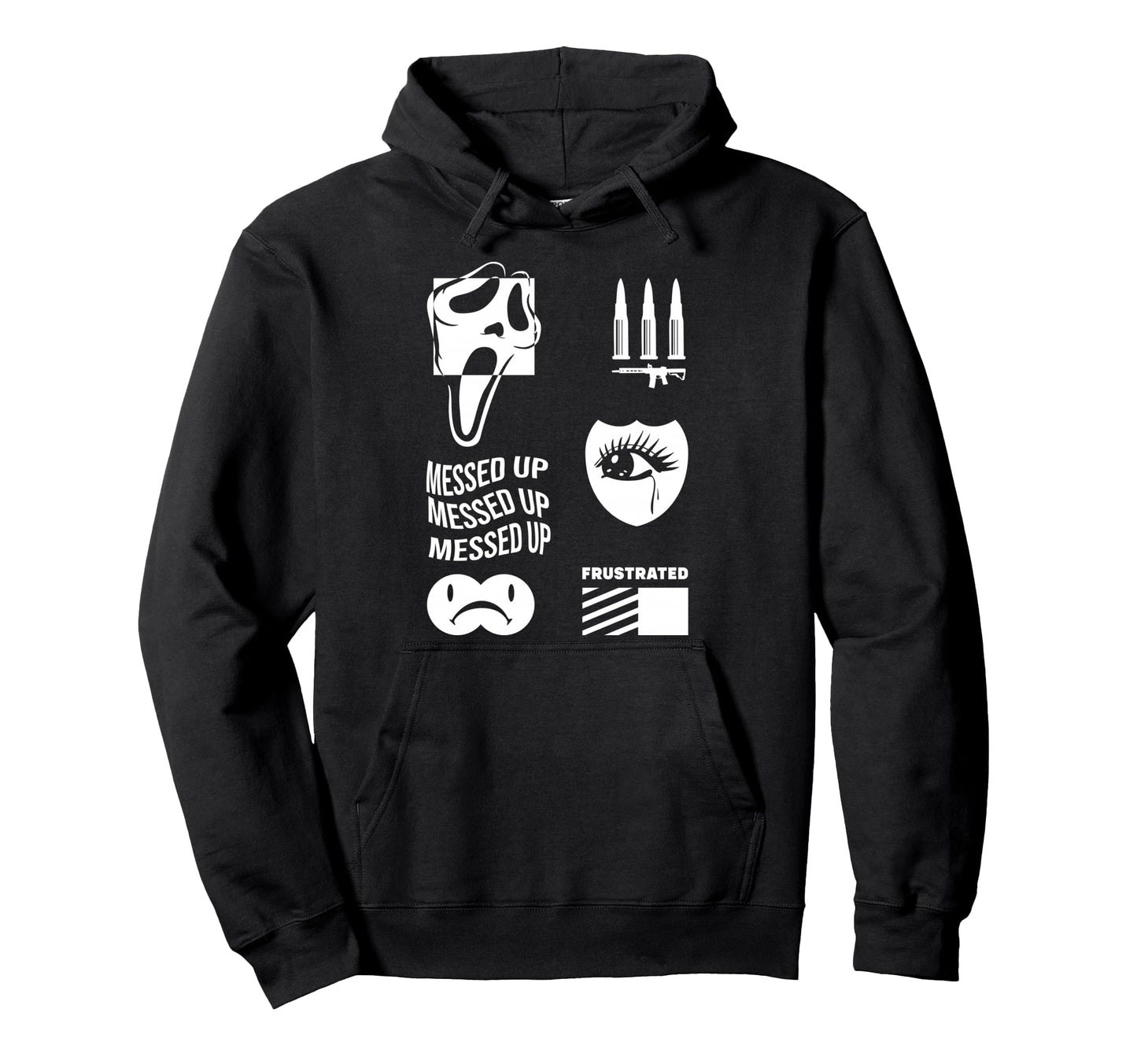 Messed Up Frustrated Sad Aesthetic Edgy Hoodie - Aesthetic Graphic Unisex - T-Shirt, Sweatshirt, Hoodie