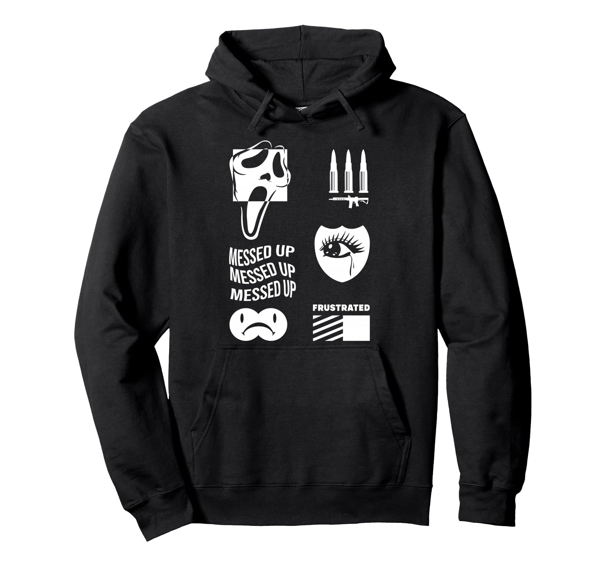 Messed Up Frustrated Sad Aesthetic Edgy Hoodie - Aesthetic Graphic Unisex - T-Shirt, Sweatshirt, Hoodie