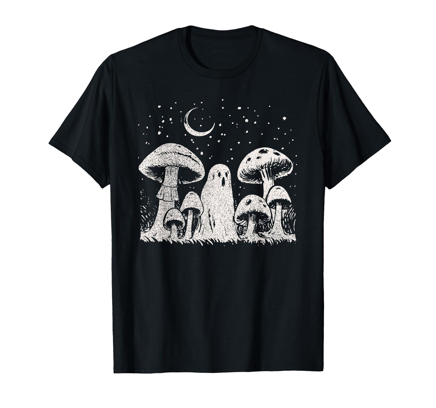 Halloween Mushroom Ghost Grunge 90 T-Shirt - Custom Art Print for Adults - T-Shirt, Sweatshirt, Hoodie