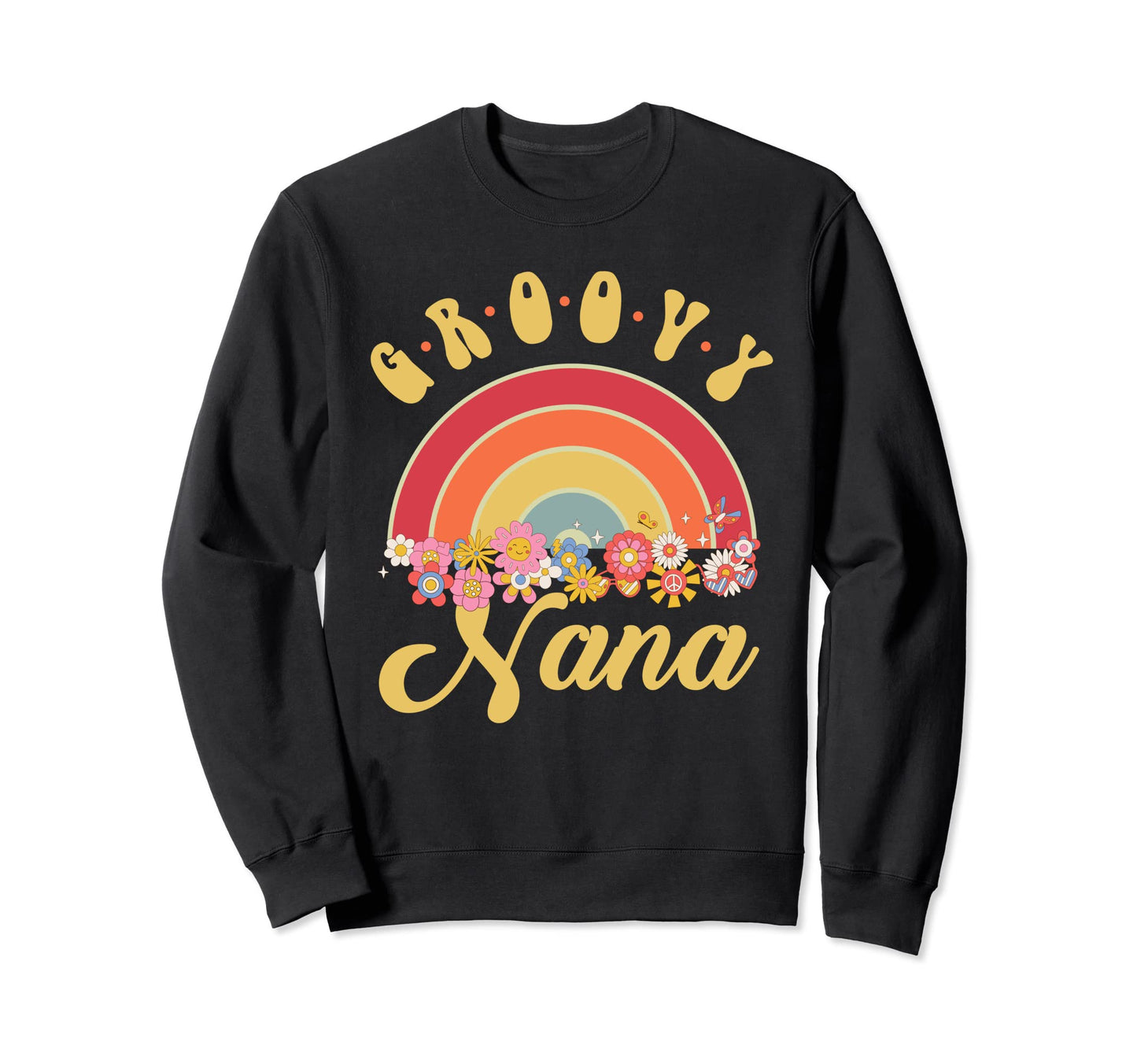 Groovy Nana Matching Family Rainbow Sweatshirt - Graphic Print Men Women - T-Shirt, Sweatshirt, Hoodie