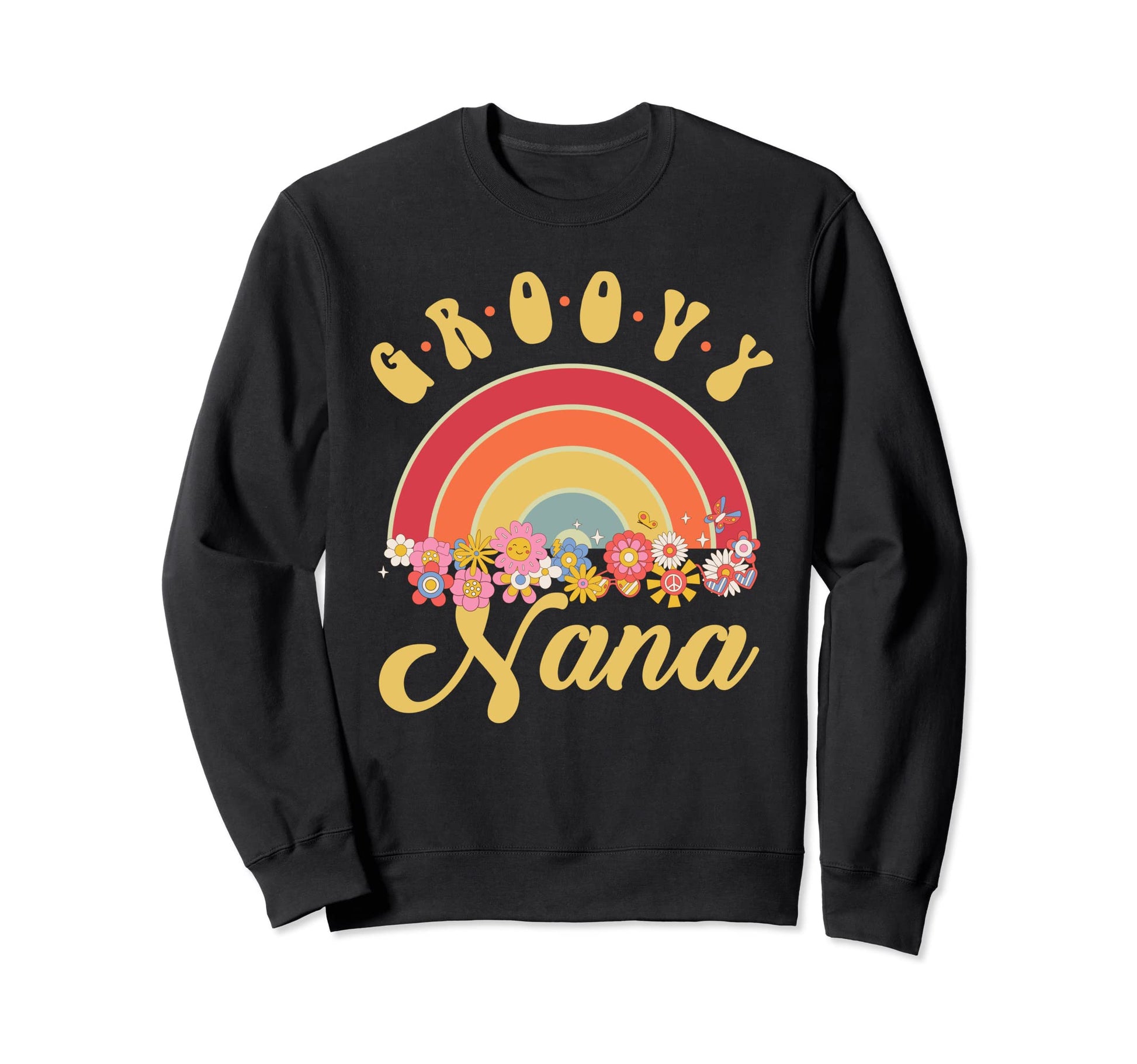 Groovy Nana Matching Family Rainbow Sweatshirt - Graphic Print Men Women - T-Shirt, Sweatshirt, Hoodie