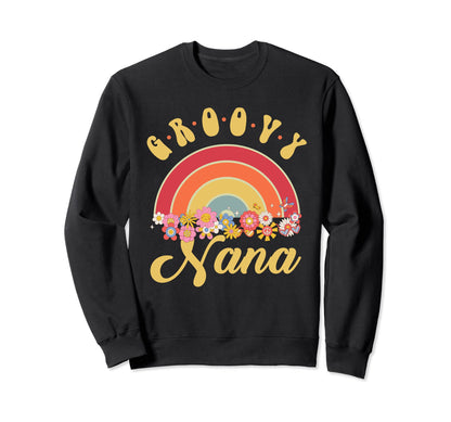 Groovy Nana Matching Family Rainbow Sweatshirt - Graphic Print Men Women - T-Shirt, Sweatshirt, Hoodie