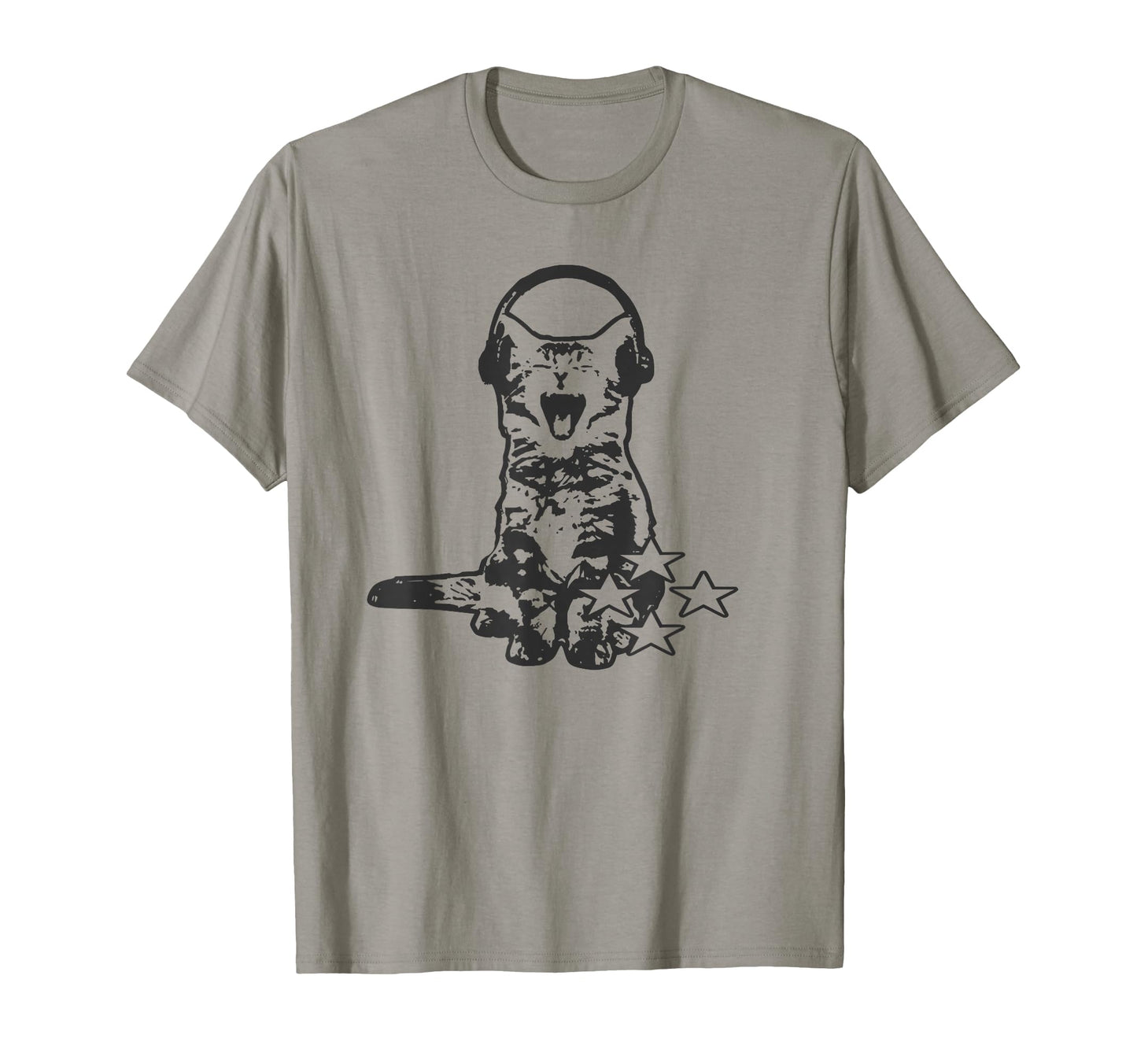 Headphones Cat Funny Y2K Grunge Silly T-Shirt - Minimalist Print Unisex - T-Shirt, Sweatshirt, Hoodie