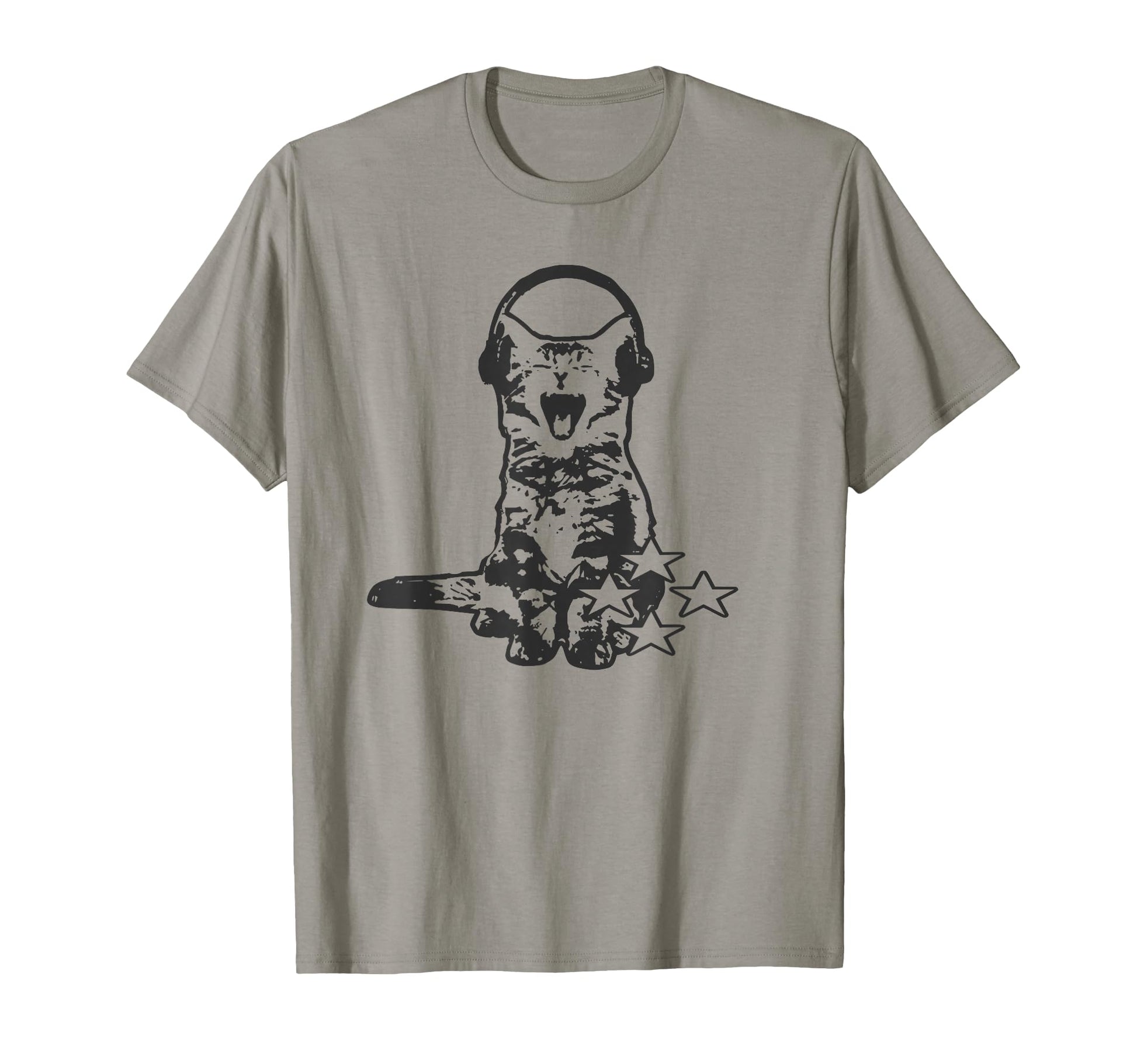 Headphones Cat Funny Y2K Grunge Silly T-Shirt - Minimalist Print Unisex - T-Shirt, Sweatshirt, Hoodie