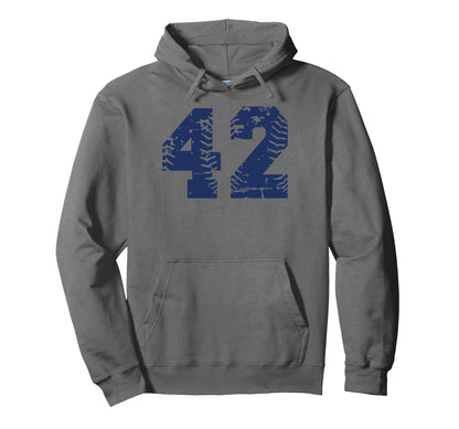 Blue Baseball Softball Number 42 Hoodie - Custom Art Print Unisex - T-Shirt, Sweatshirt, Hoodie