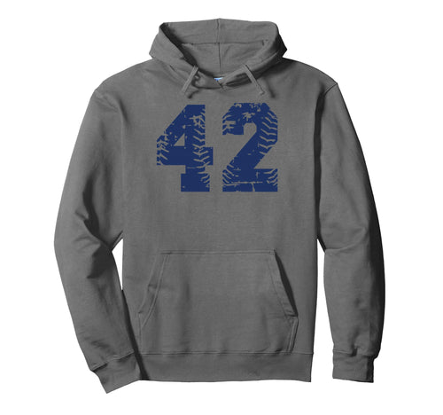 Blue Baseball Softball Number 42 Hoodie - Custom Art Print Unisex - T-Shirt, Sweatshirt, Hoodie