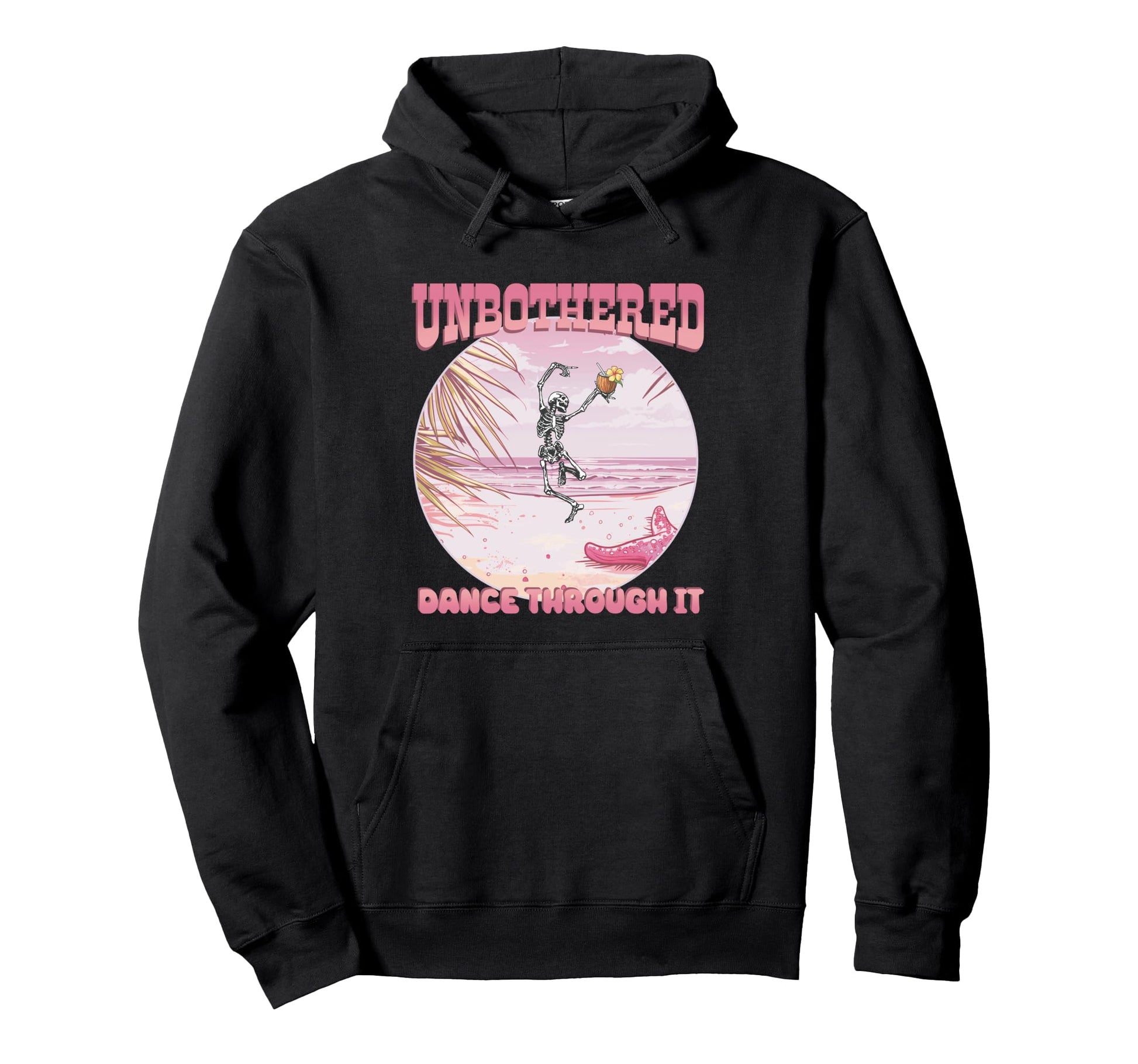 Spooky Boho Skeleton Unbothered Beach Hoodie - Graphic Print Unisex - T-Shirt, Sweatshirt, Hoodie