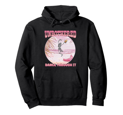 Spooky Boho Skeleton Unbothered Beach Hoodie - Graphic Print Unisex - T-Shirt, Sweatshirt, Hoodie