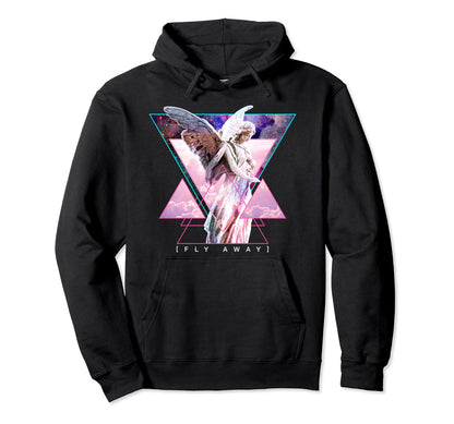 Vaporwave Angel Statue Wings Fly Away Hoodie - Custom Art Print for Adults - T-Shirt, Sweatshirt, Hoodie