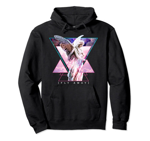 Vaporwave Angel Statue Wings Fly Away Hoodie - Custom Art Print for Adults - T-Shirt, Sweatshirt, Hoodie