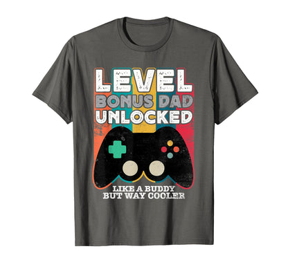 Stepfather Gamer Step Dad Level Unlocked T-Shirt - Custom Art Print Unisex - T-Shirt, Sweatshirt, Hoodie