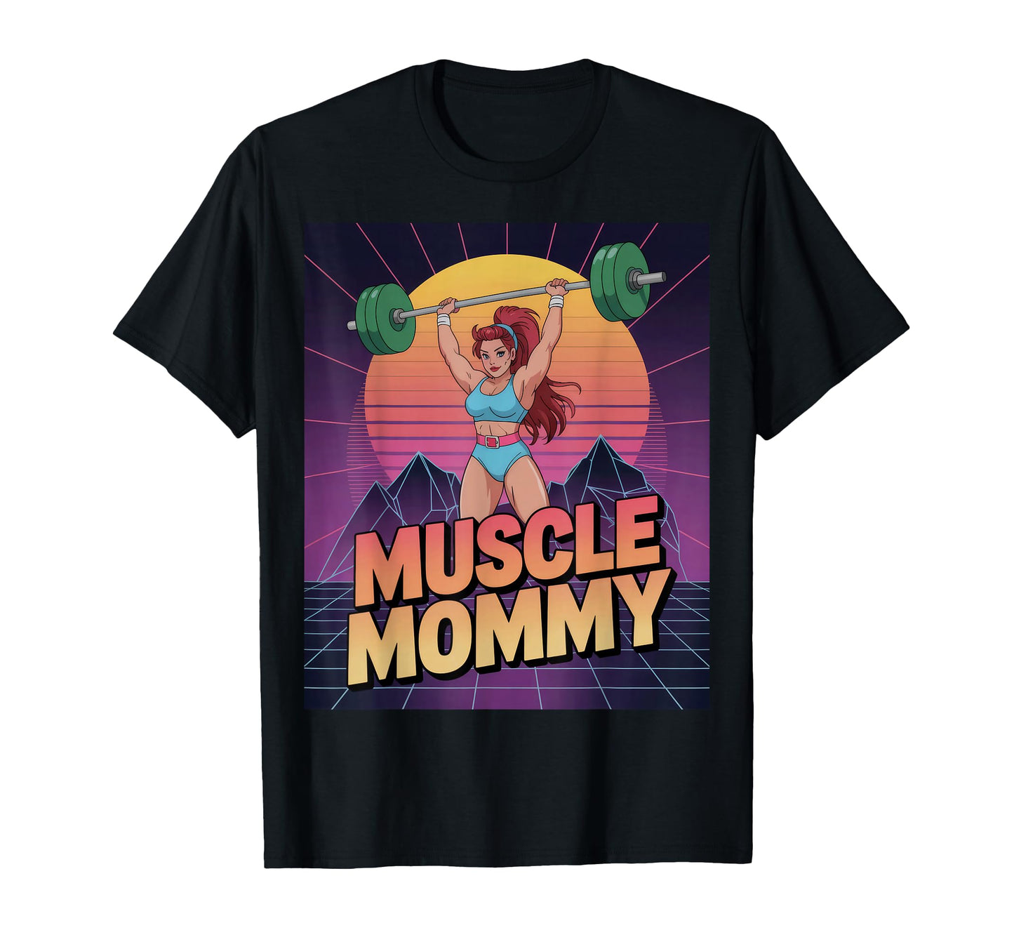 Anime Muscle Mommy Weightlifting T-Shirt - Custom Art Print Men Women - T-Shirt, Sweatshirt, Hoodie