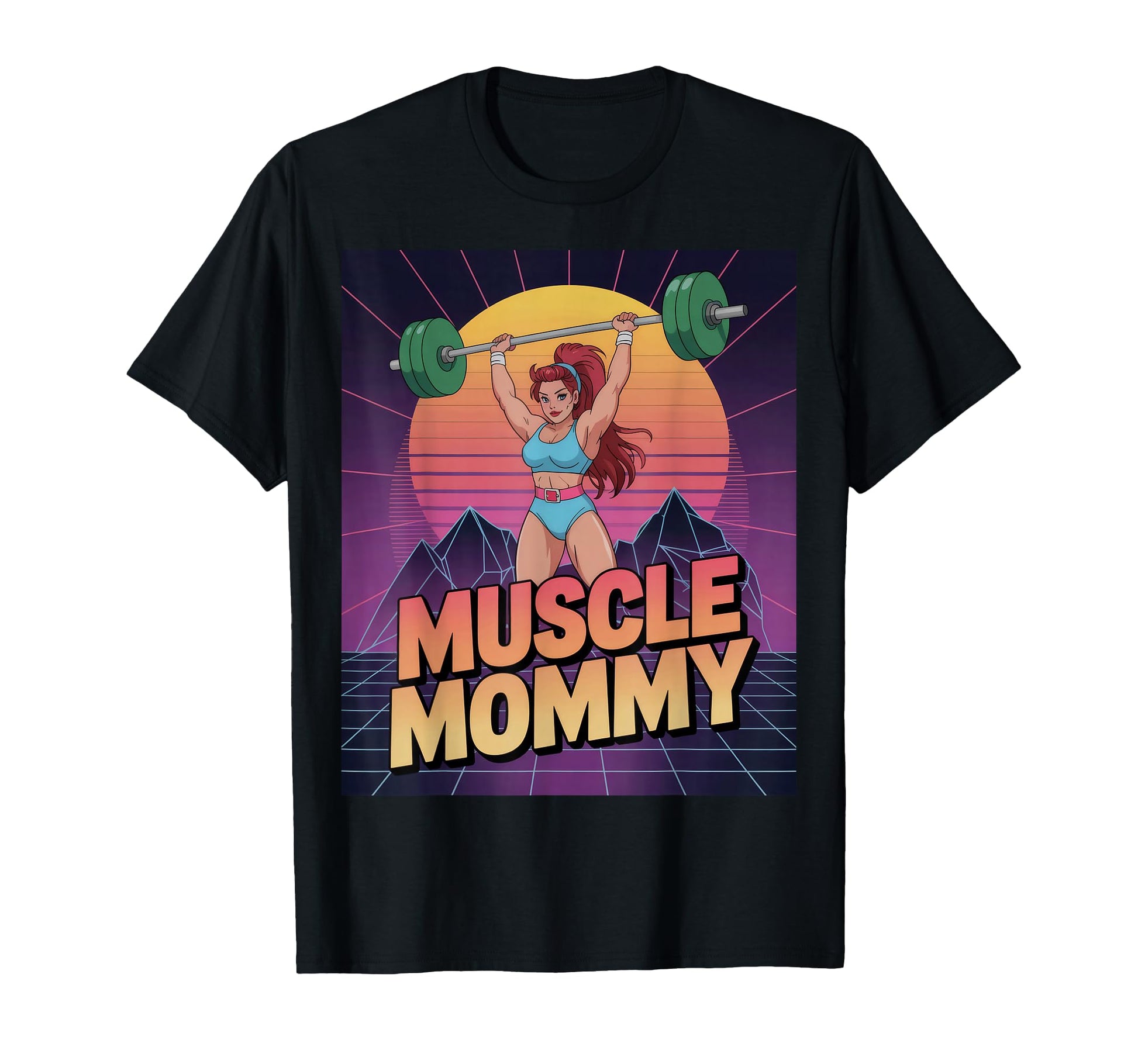 Anime Muscle Mommy Weightlifting T-Shirt - Custom Art Print Men Women - T-Shirt, Sweatshirt, Hoodie
