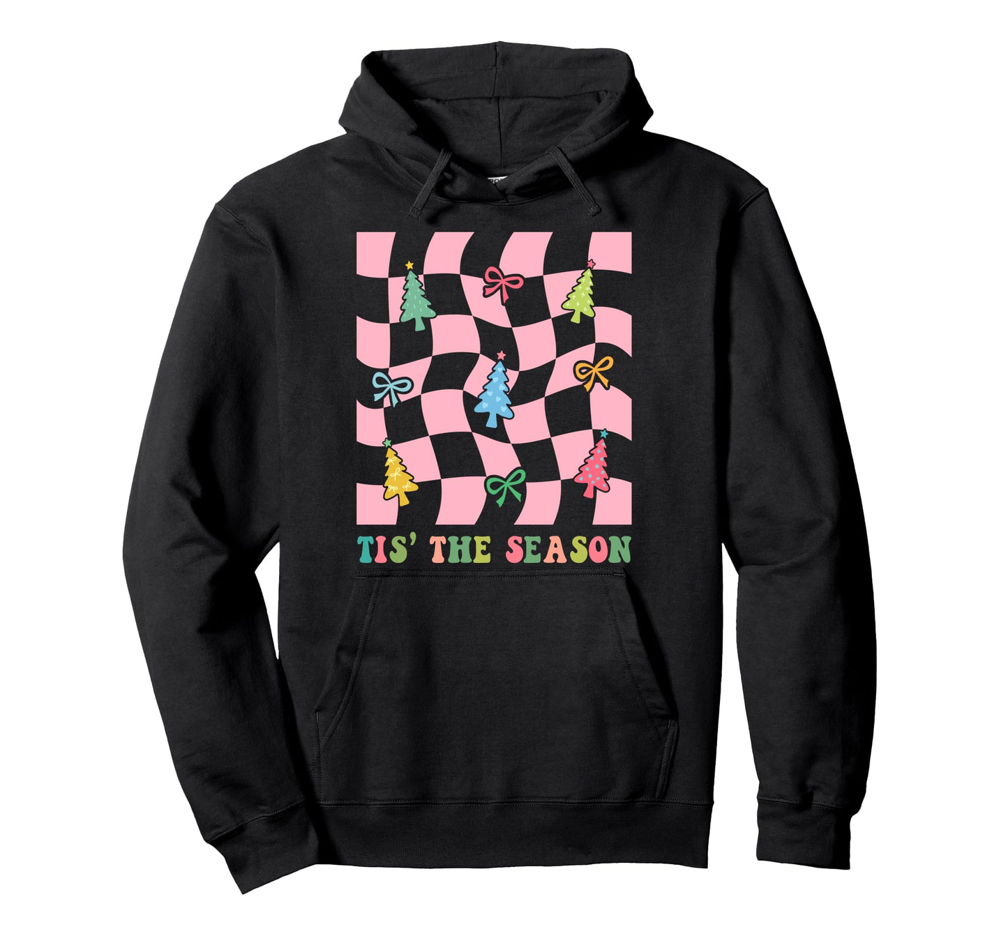 Boho Trees Bow Ribbons Checkered Hoodie - Unique Graphic Men Women - T-Shirt, Sweatshirt, Hoodie