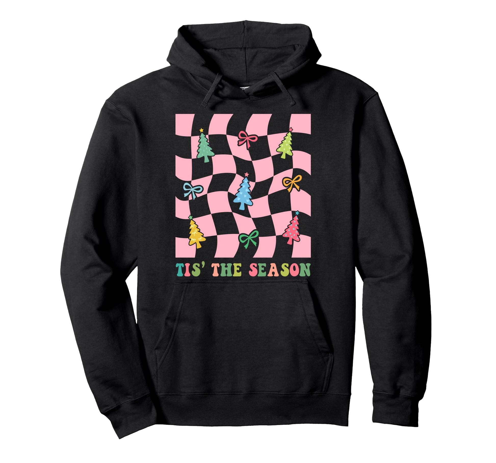 Boho Trees Bow Ribbons Checkered Hoodie - Unique Graphic Men Women - T-Shirt, Sweatshirt, Hoodie
