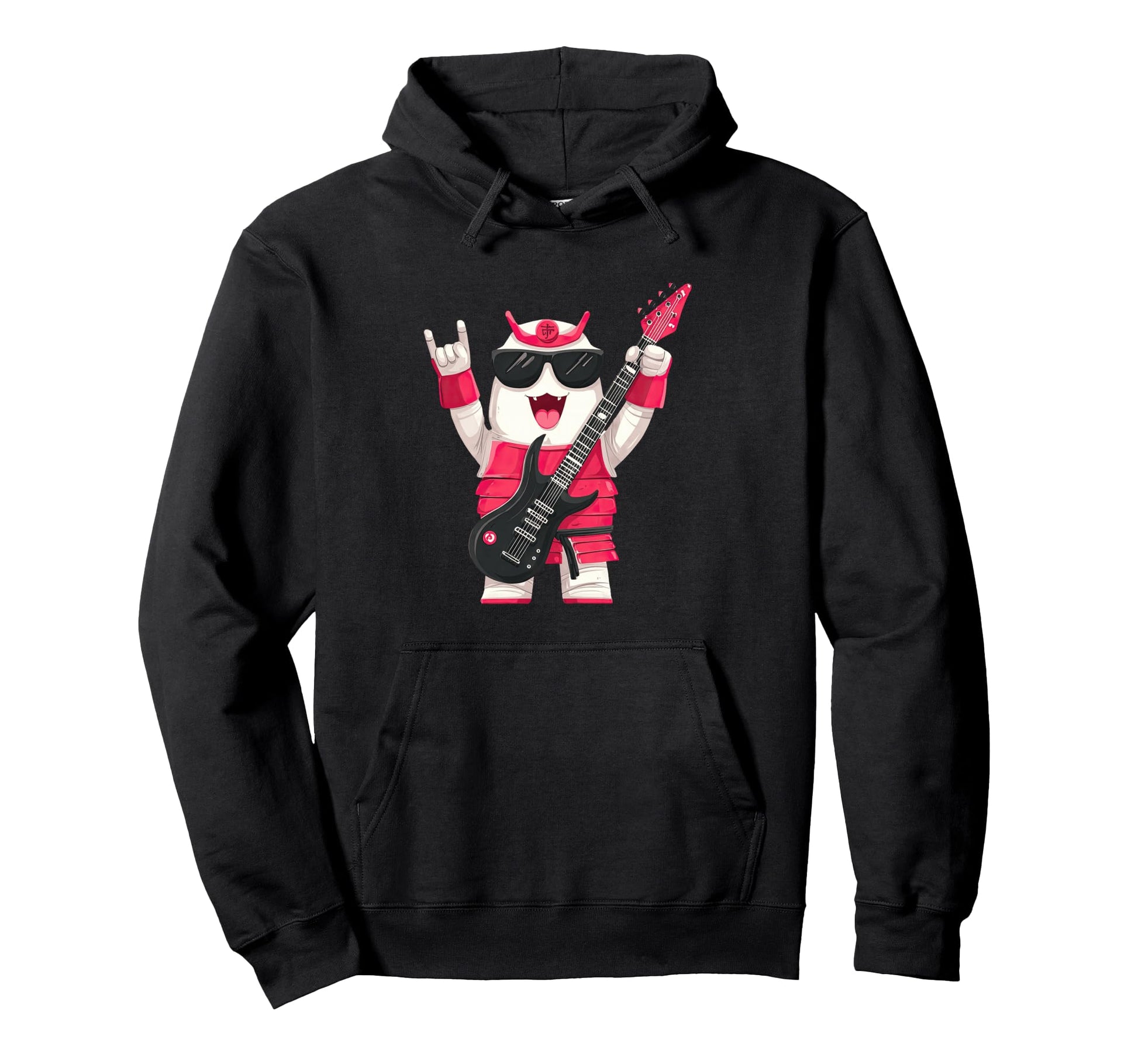 Funny Cartoon Samurai Guitar Hoodie - Casual Everyday Wear Men Women - T-Shirt, Sweatshirt, Hoodie