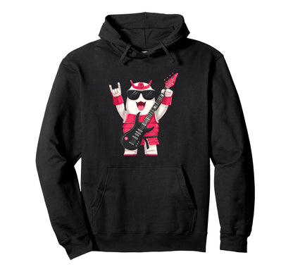 Funny Cartoon Samurai Guitar Hoodie - Casual Everyday Wear Men Women - T-Shirt, Sweatshirt, Hoodie