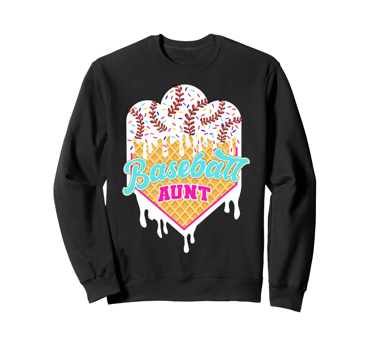 Baseball Aunt Ice Cream Drip Sweet Sweatshirt - Minimalist Print Unisex - T-Shirt, Sweatshirt, Hoodie