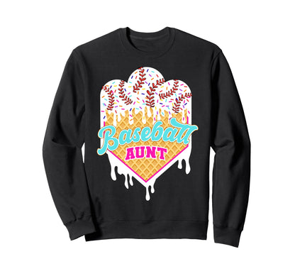 Baseball Aunt Ice Cream Drip Sweet Sweatshirt - Minimalist Print Unisex - T-Shirt, Sweatshirt, Hoodie