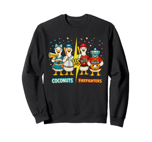Coconuts Vs Firefighters Baseball Sweatshirt - Custom Art Print for Adults - T-Shirt, Sweatshirt, Hoodie