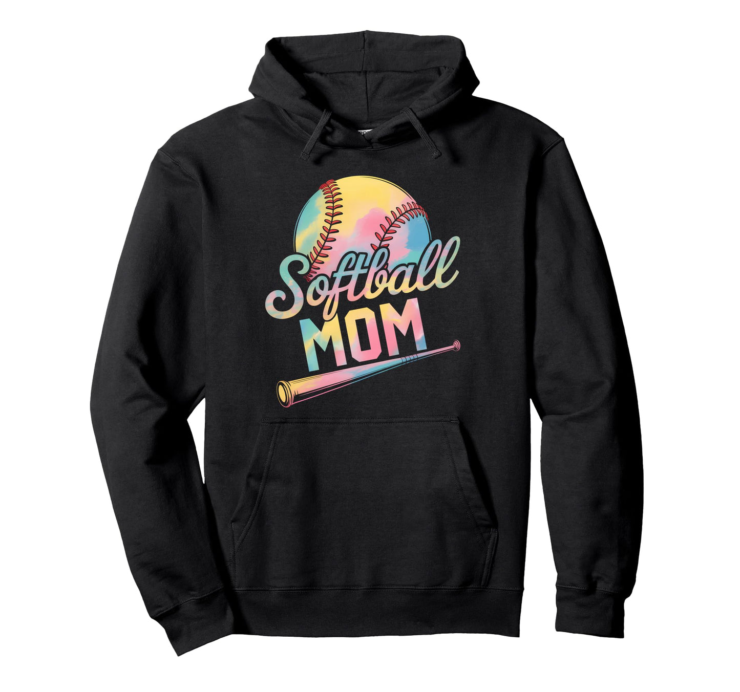 Softball Mom Tie Dye Mothers Day Hoodie - Trendy Graphic for Adults - T-Shirt, Sweatshirt, Hoodie