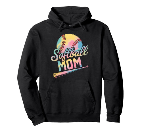 Softball Mom Tie Dye Mothers Day Hoodie - Trendy Graphic for Adults - T-Shirt, Sweatshirt, Hoodie