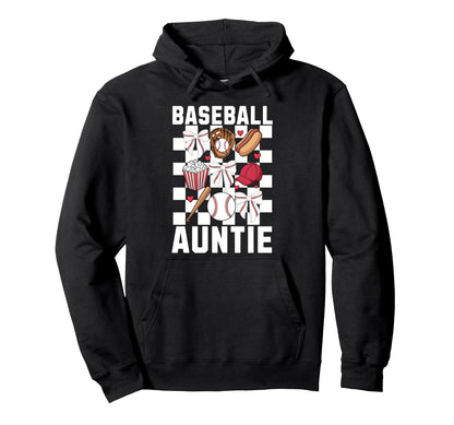 Baseball Aunt Coquette Bow Checkered Hoodie - Minimalist Print Men Women - T-Shirt, Sweatshirt, Hoodie