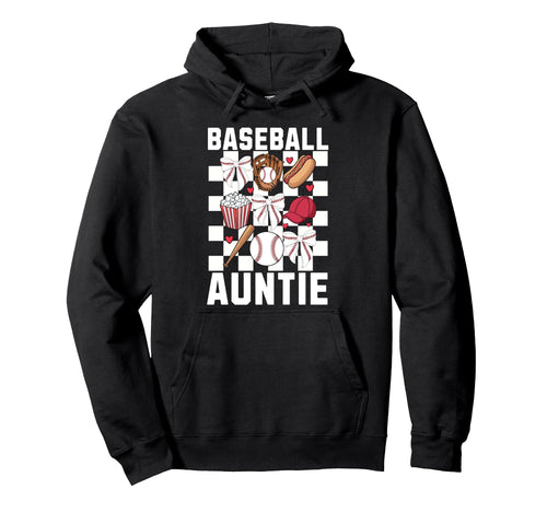 Baseball Aunt Coquette Bow Checkered Hoodie - Minimalist Print Men Women - T-Shirt, Sweatshirt, Hoodie