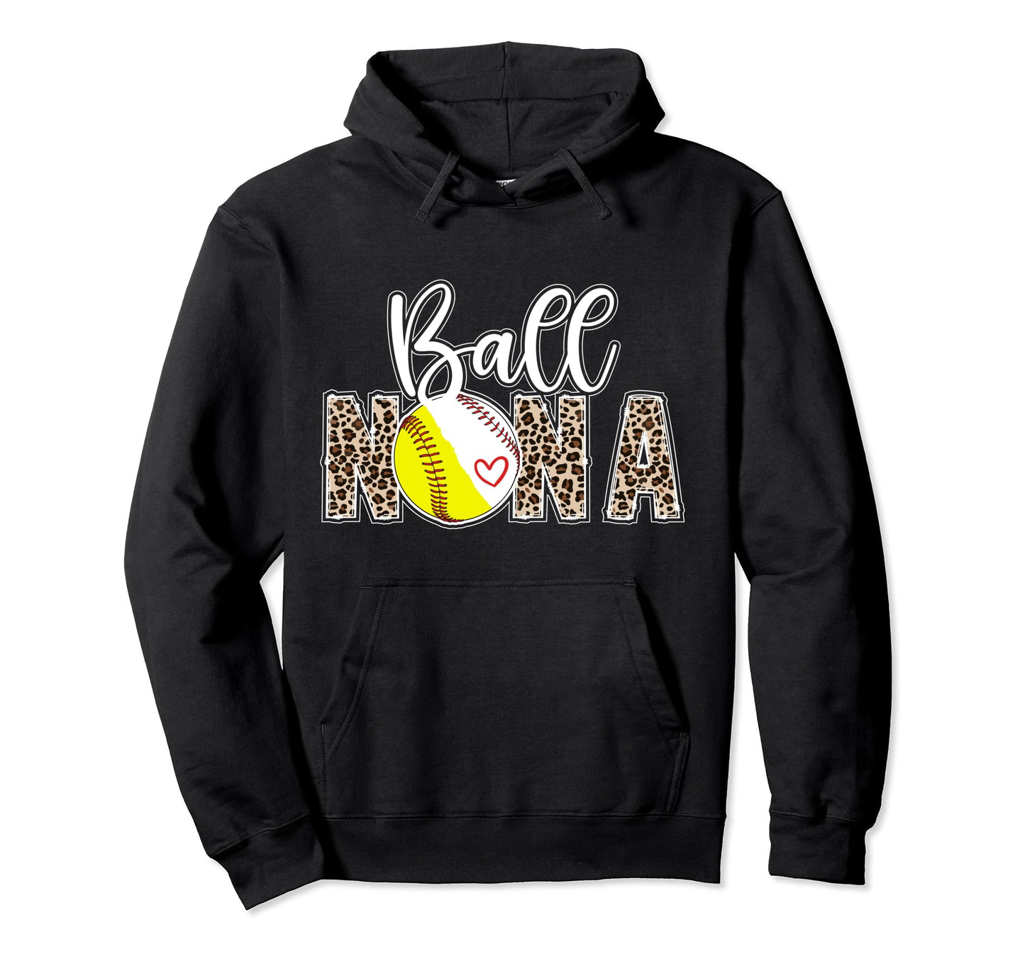 Ball Nana Leopard Softball Baseball Hoodie - Trendy Graphic for Adults - T-Shirt, Sweatshirt, Hoodie