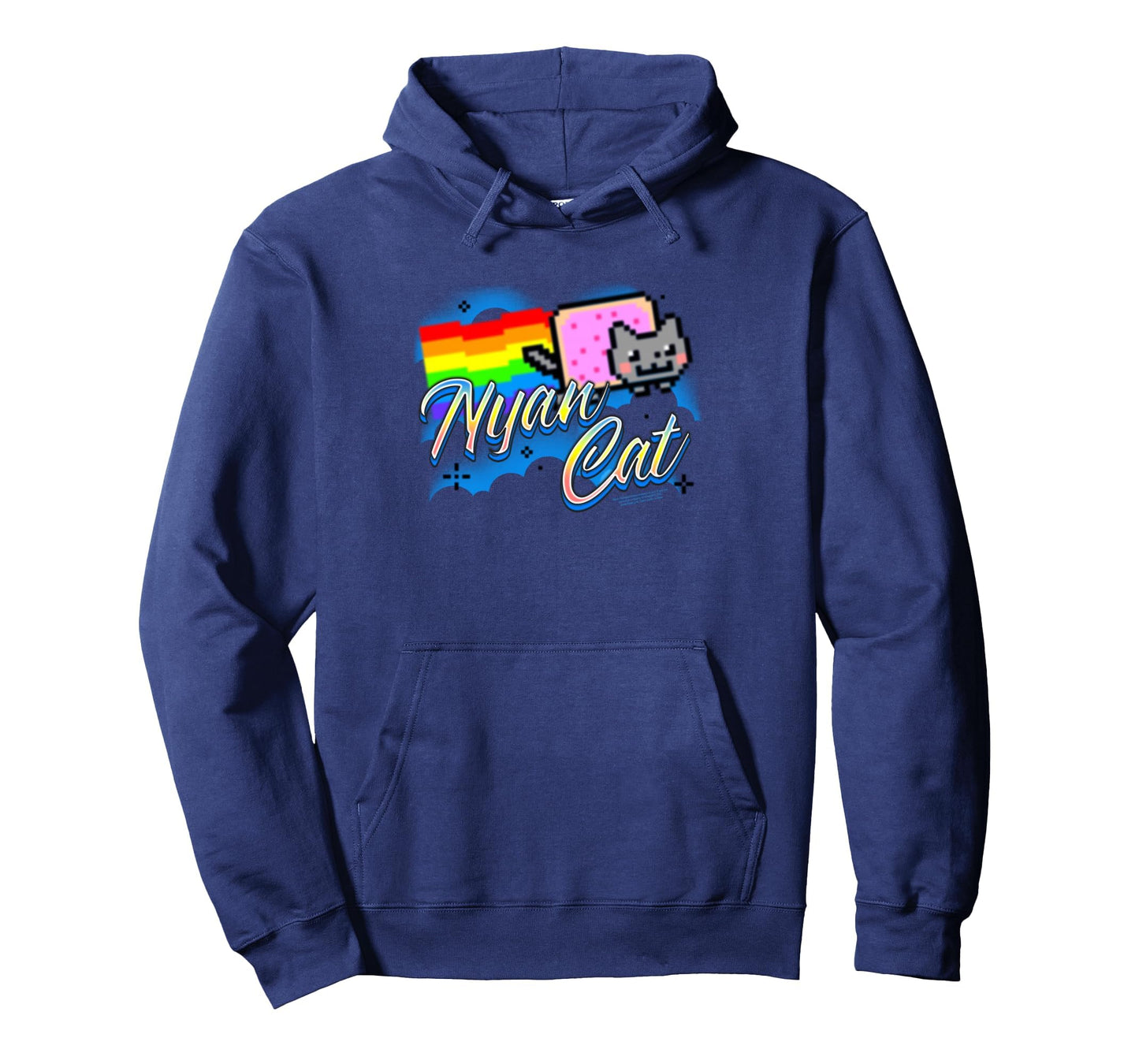 Nyan Cat Airbrush Rainbow Clouds Hoodie - Casual Everyday Wear Men Women - T-Shirt, Sweatshirt, Hoodie