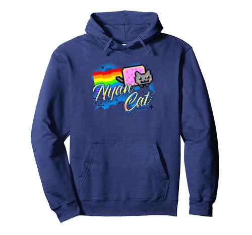 Nyan Cat Airbrush Rainbow Clouds Internet Hoodie - Minimalist Print Unisex - T-Shirt, Sweatshirt, Hoodie