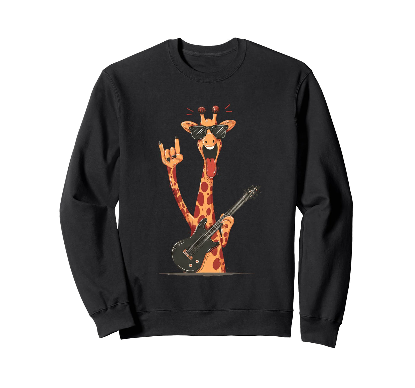 Giraffe Guitar Player Funny Rock Music Sweatshirt - Graphic Print Men Women - T-Shirt, Sweatshirt, Hoodie