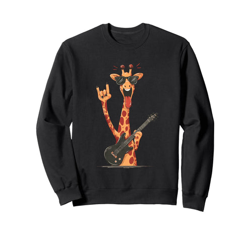 Giraffe Guitar Player Funny Rock Music Sweatshirt - Graphic Print Men Women - T-Shirt, Sweatshirt, Hoodie