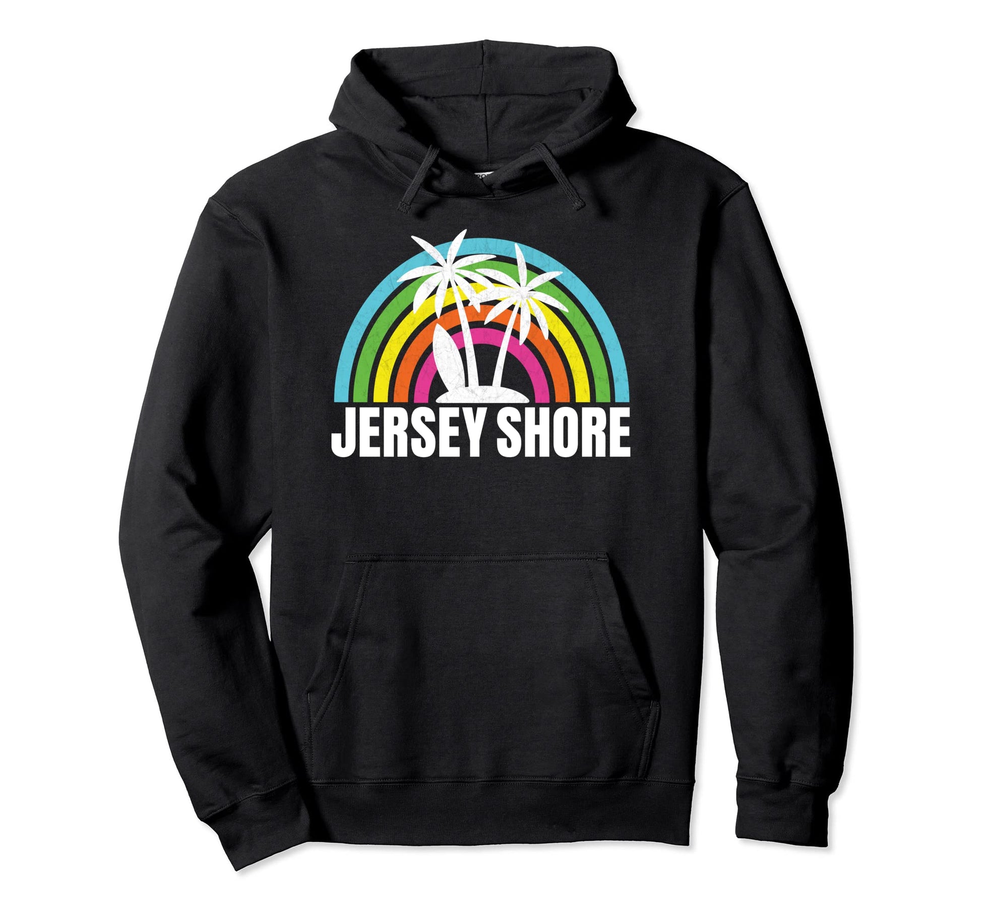 Surf Jersey Shores Surfer Rainbow Hoodie - Custom Art Print for Adults - T-Shirt, Sweatshirt, Hoodie