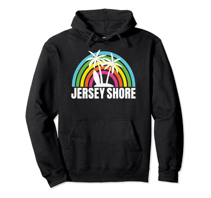Surf Jersey Shores Surfer Rainbow Hoodie - Custom Art Print for Adults - T-Shirt, Sweatshirt, Hoodie