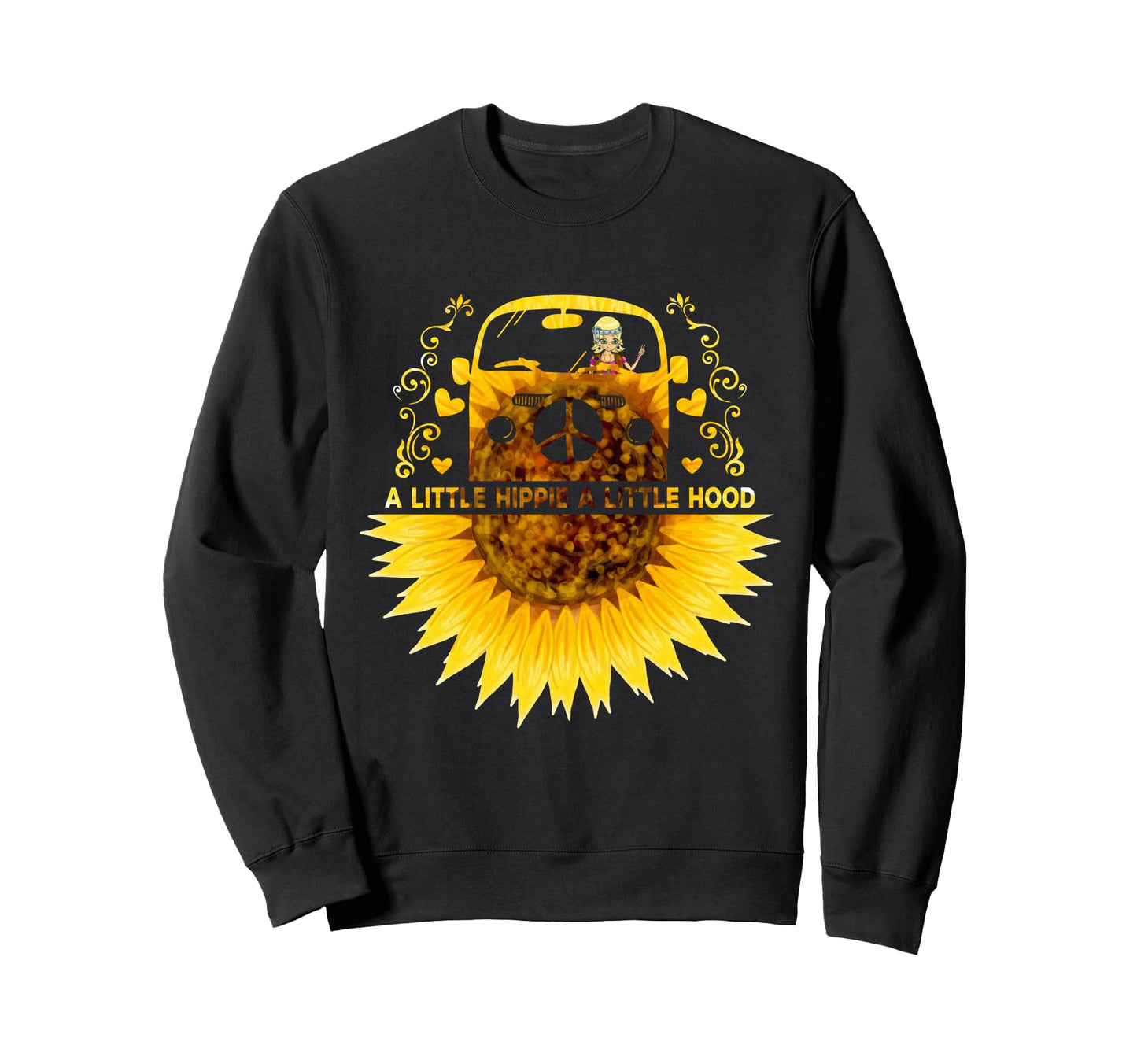 Little Hippie Little Hood Sunflower Sweatshirt - Custom Art Print Unisex - T-Shirt, Sweatshirt, Hoodie