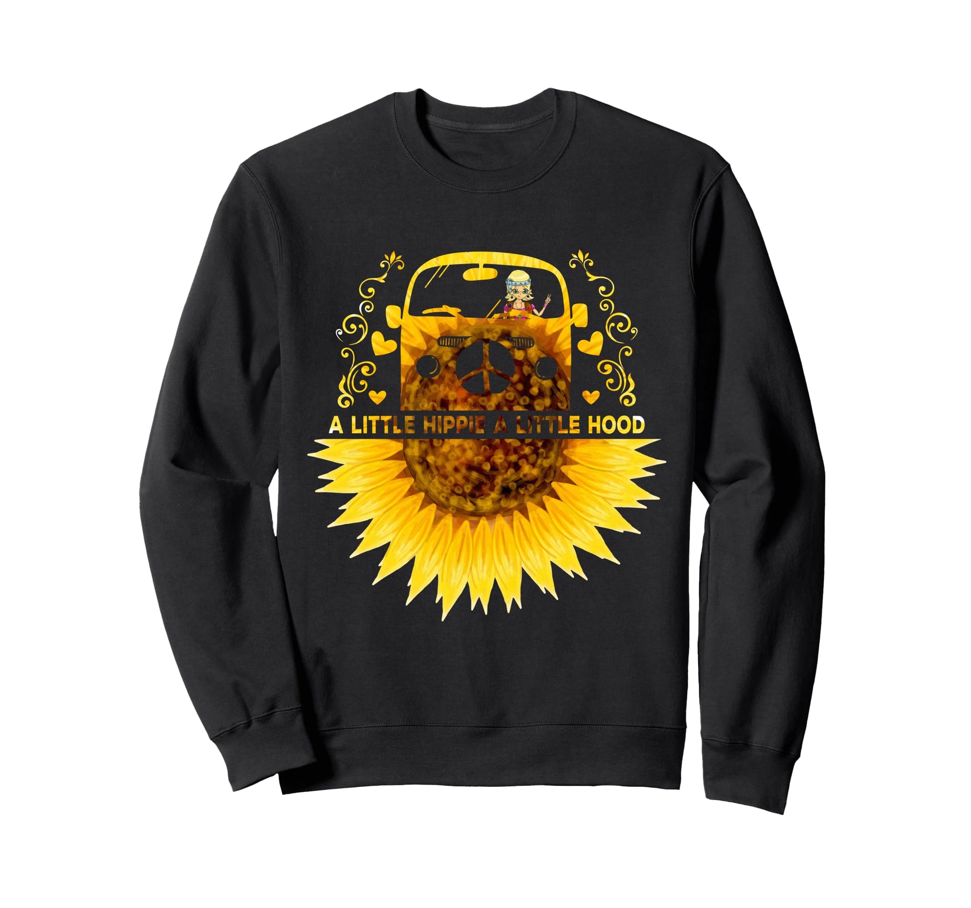 Little Hippie Little Hood Sunflower Sweatshirt - Custom Art Print Unisex - T-Shirt, Sweatshirt, Hoodie